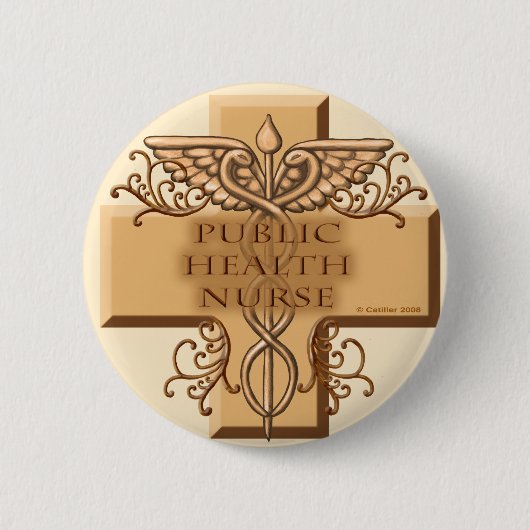 Gesundheitsfürsorge Caduceus Button (Vorderseite)