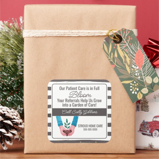 Gesundheitsfürsorge Pflanze bei der Überweisung an Quadratischer Aufkleber (Feiertag)