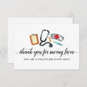 Gesundheitsfürsorger Rettend Leben Stethoscope Nur Dankeskarte (Vorne/Hinten)
