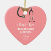 Gesundheitshelden danken Ihnen Pink Personalisiert Keramik Ornament (Hinten)