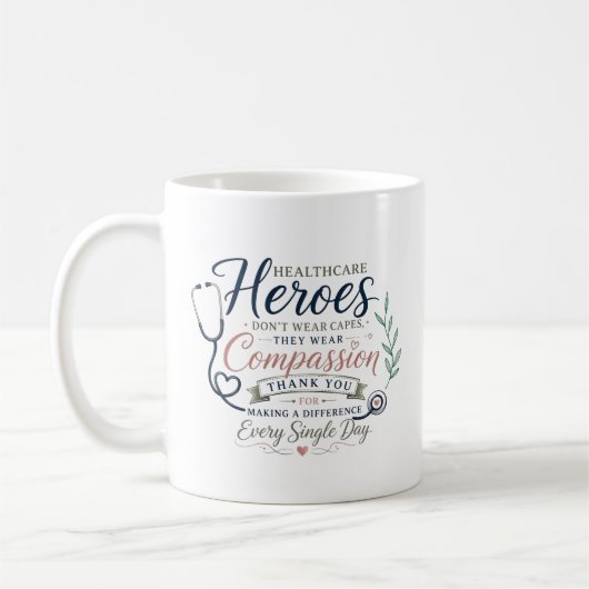 Gesundheitshelden tragen Mitgefühl Kaffeetasse (Links)