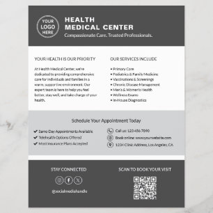 Gesundheitsklinik Arzt Benutzerdefiniertes Logo QR Flyer