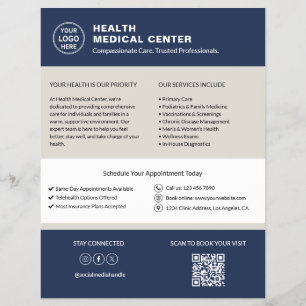 Gesundheitsklinik Arzt Benutzerdefiniertes Logo QR Flyer