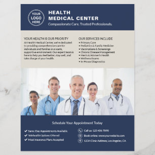 Gesundheitsklinik Arzt Individuelles Logo Foto QR Flyer