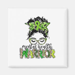 Gesundheitskrieger Messy Bun Hair Leopard Green Ri Magnet