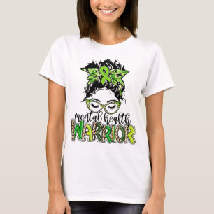 Gesundheitskrieger Messy Bun Hair Leopard Green Ri T-Shirt