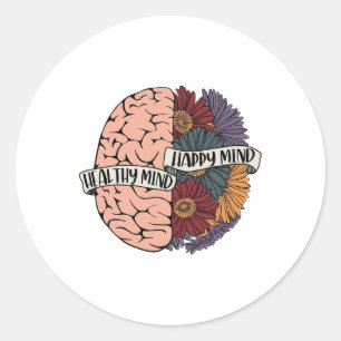 Gesundheitsprobleme Floral Human Brain Awareness F Runder Aufkleber