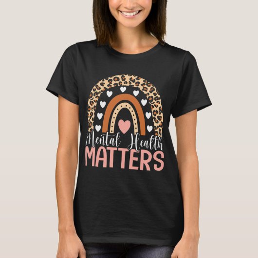 Gesundheitsprobleme Leopard Print Boho Rainbow Awa T-Shirt (Vorderseite)