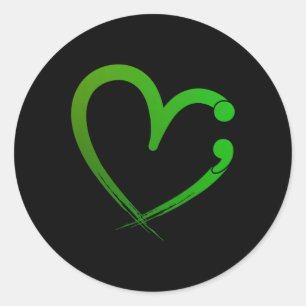 Gesundheitsprobleme Semicolon Herzerkrankung Monat Runder Aufkleber