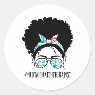 Gesundheitstherapeut Black Afro Messy Bun African Runder Aufkleber