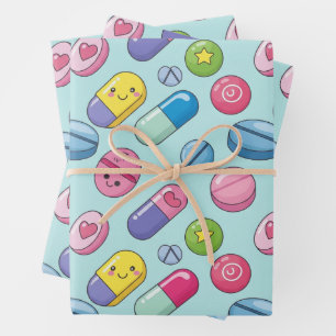 Gesundheitswesen & Apotheke Farbenfrohe Sonnenkaps Geschenkpapier Set
