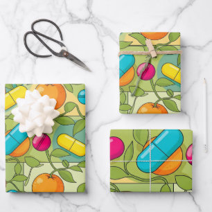 Gesundheitswesen & Pharmazie Orangen und Reben Geschenkpapier Set