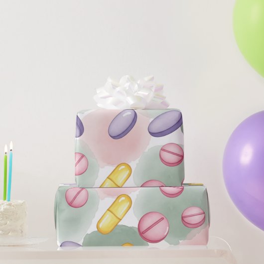 Gesundheitswesen und Apotheke Pink, grau, Lila Geschenkpapier (Partygeschenke)
