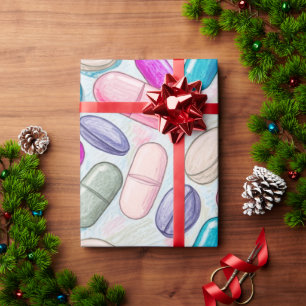 Gesundheitswesen und Apotheke Pink Gray Lila Kapse Geschenkpapier