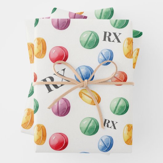 Gesundheitswesen und Pharmazie - Farbige RX Geschenkpapier Set (Beispiel)