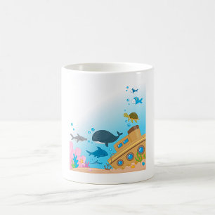 Gesunkene Schiffe und Fische Kaffeetasse