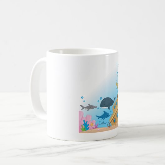 Gesunkene Schiffe und Fische Kaffeetasse (Vorderseite Links)