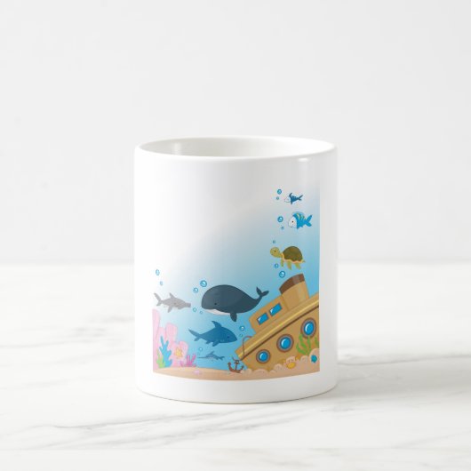 Gesunkene Schiffe und Fische Kaffeetasse (Mittel)