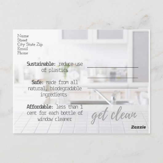 Get Clean Shaklee Kitchen Postcard Postkarte (Rückseite)