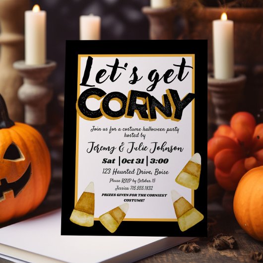Get Corny Funny Halloween Costume Party Black Einladung