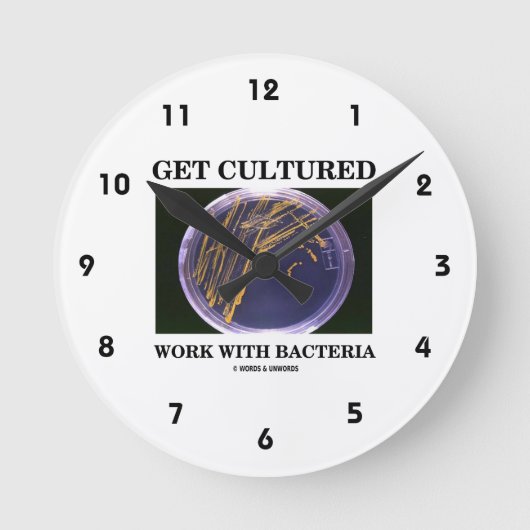 Get Cultured Work With Bacteria (Agar Plate) Runde Wanduhr (Vorderseite)