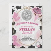 Get Down & Boogie Disco Cowgirl Sweet 16 Birthday Einladung (Vorderseite)