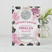 Get Down & Boogie Disco Cowgirl Sweet 16 Birthday Einladung (Stehend Vorderseite)