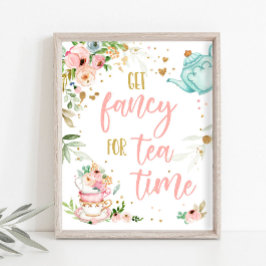 Get Fancy For Tea Time Baby Brewing Baby Shower Poster