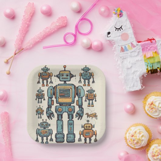 Get in Gear Robot Birthday - Großer Roboter Pappteller (Party)