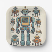 Get in Gear Robot Birthday - Großer Roboter Pappteller (Vorderseite)