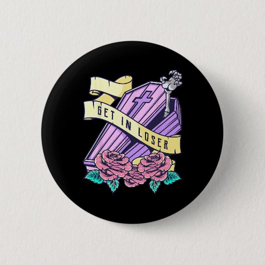 Get in Loser Coffin Pastel Goth Kawaii Halloween A Button (Vorderseite)