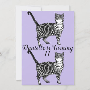 Get Katzenlila Kunst Mädchen Geburtstagseinladung Einladung