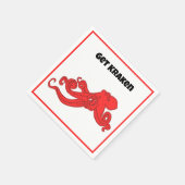 Get Kraken Fun Retro Red Octopus Cartoon Serviette (Ecke)