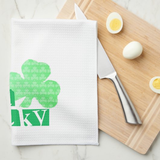 Get Lucky L Clover Kleeblatts St Patty Kitchen T Geschirrtuch (Viertel Falte)
