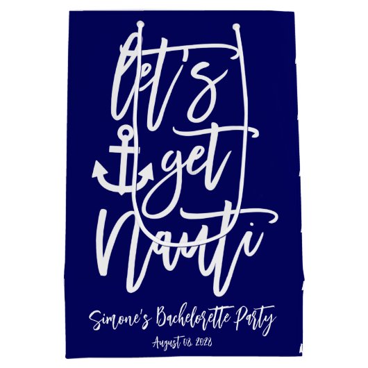 Get Nauti Modern Bachelorette Mittlere Geschenktüte (Rückseite)