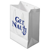 "GET NAUTI" - Nautical Medium Gift Bag Mittlere Geschenktüte (Vorderseite Schrägansicht)