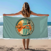 Get On Board SUP Pinup Paddleboard Retro Surf Shop Strandtuch