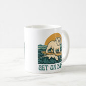Get On Board Surfer Dog | Retro Bulldog Surfing Kaffeetasse (VorderseiteRechts)
