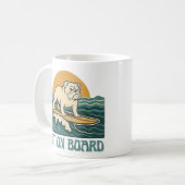 Get On Board Surfer Dog | Retro Bulldog Surfing Kaffeetasse (Vorderseite Links)