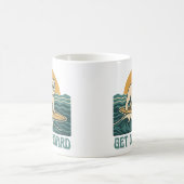 Get On Board Surfer Dog | Retro Bulldog Surfing Kaffeetasse (Mittel)