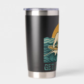 Get On Board Surfer Dog | Retro Bulldog Surfing Thermobecher (Rechts)