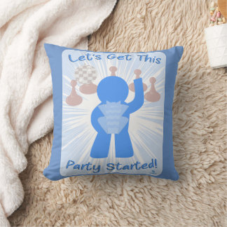Get Party Started Gamer Fun Meeple Slogan Kissen