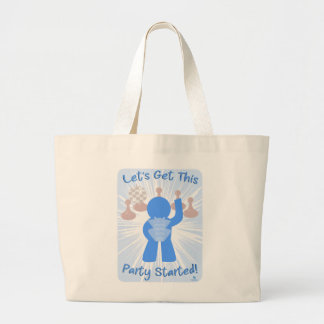 Get Party Started Gamer Funny Meeple Slogan Jumbo Stoffbeutel
