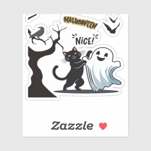 Get ready for a spook-tacular Halloween Nice party Aufkleber (Blatt)
