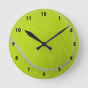 Get Sporty_Tennis_Fuzzy Ball Design (with numbers) Runde Wanduhr