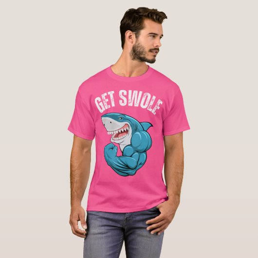 Get Swole Funny Gym Shark Humor Weightlifting Trai T-Shirt (Vorne ganz)