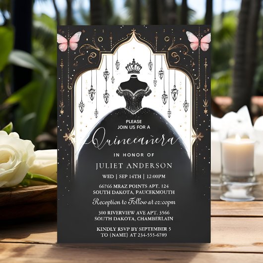 Get Tiara Family Latina Girly Spanish Quinceanera Einladung