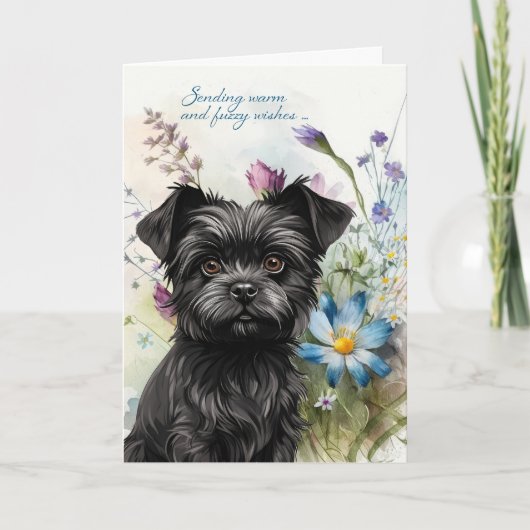 Get Well Affenpinscher Dog Wildblume Garden Karte (Vorderseite)