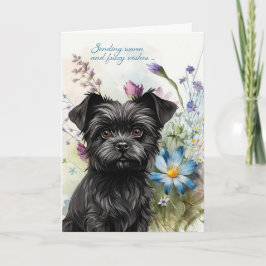 Get Well Affenpinscher Dog Wildblume Garden Karte