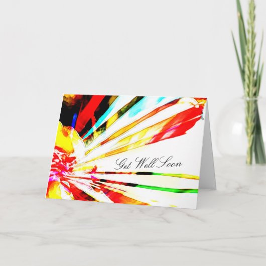 "Get well bald" Abstrakte Sonnenblumenkunst Karte (Vorderseite)